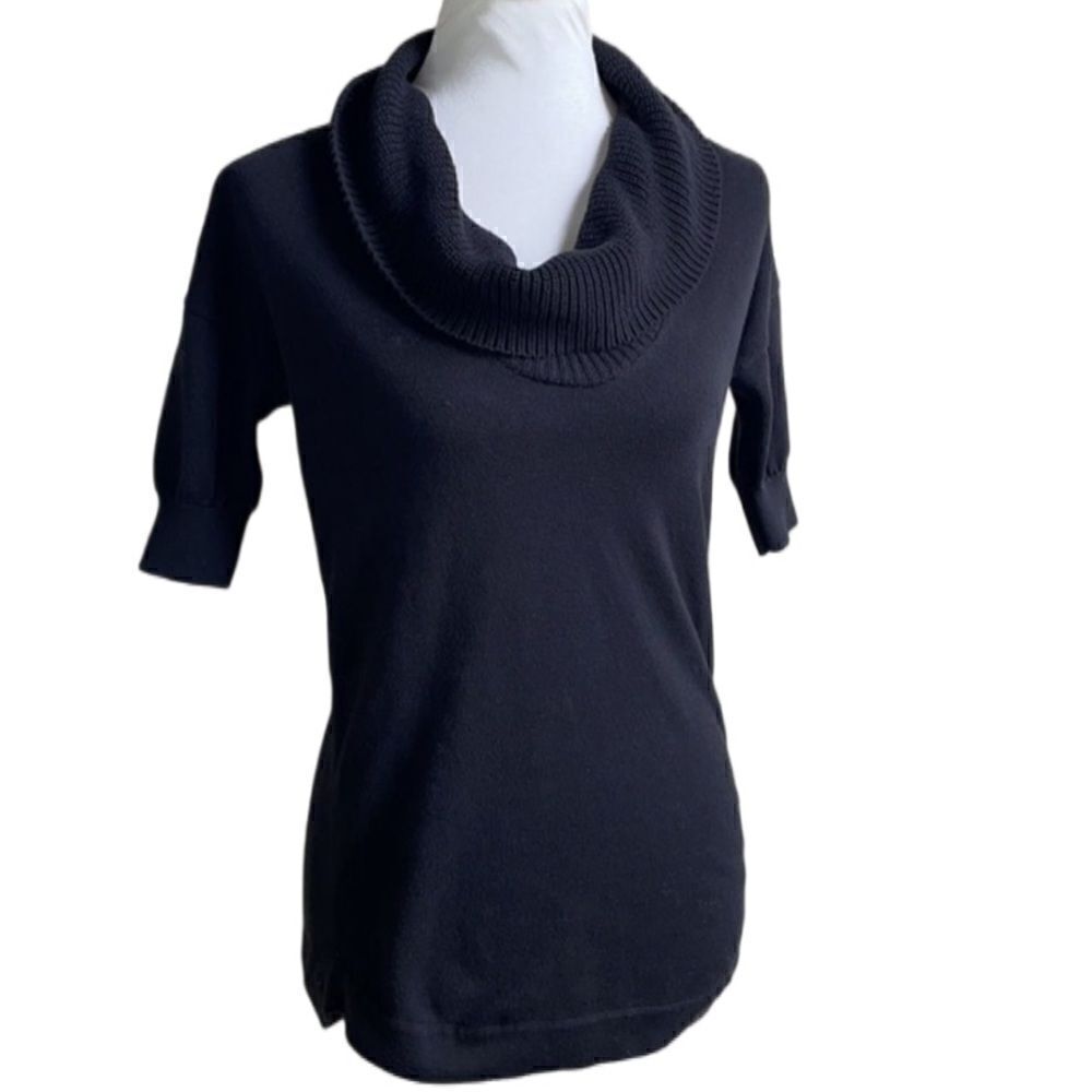 Express Black Short Sleeve Cowl Neck Knit Pullover Sweater (Size:XS)